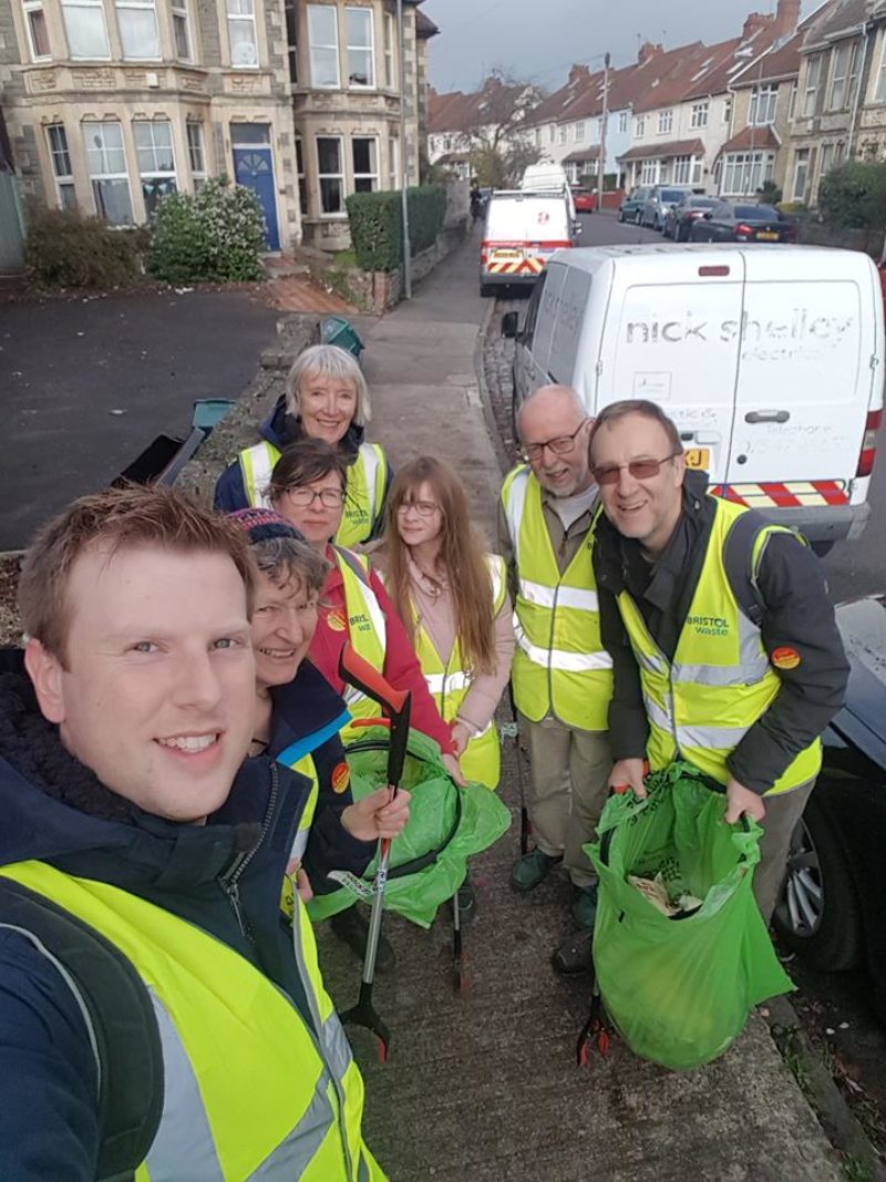 Tom leading a litter pick in Bishopston & Ashley Down