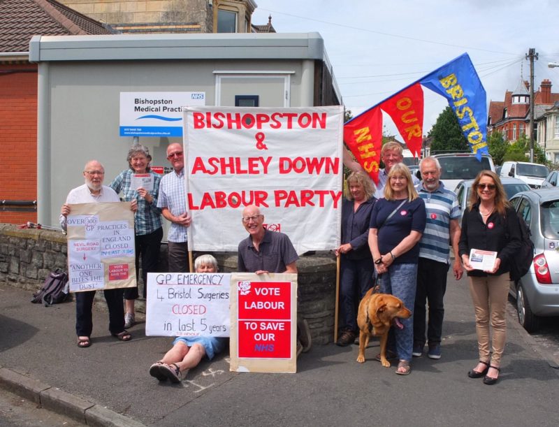 Local Labour Party campaigners outside the Bishopston Medical Practice